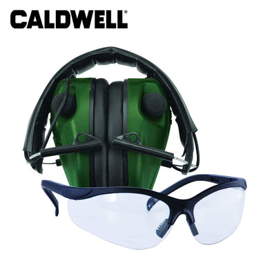 Caldwell E-Max Low Profile Electronic Hearing Protection Shooting Glasses Combo